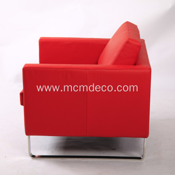 Red Genuine Leather Sofa Chair